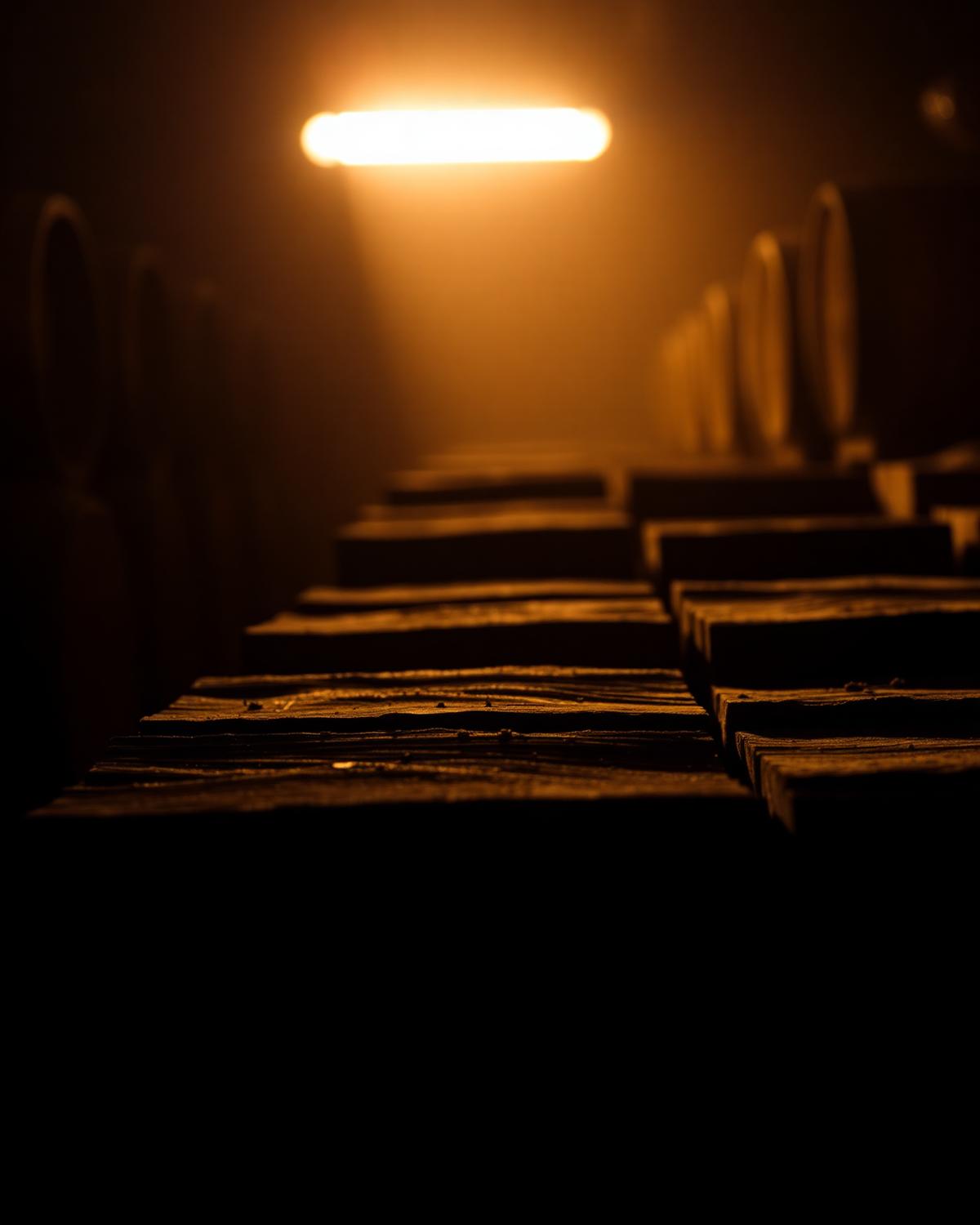 Quiet oak in a stone warehouse.